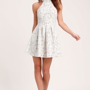 Seasons of Love White Lace Halter Skater Dress